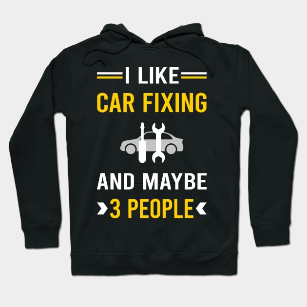 3 People Car Fixing Repair Hoodie by Bourguignon Aror